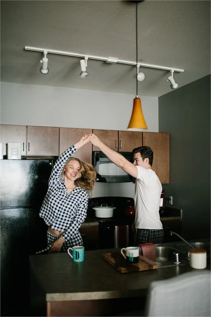 Couple on a date at home