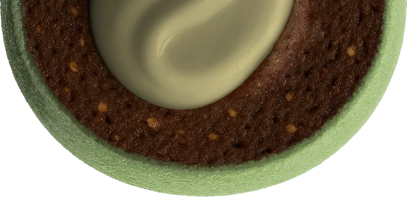 Green bliss ball, cut in half