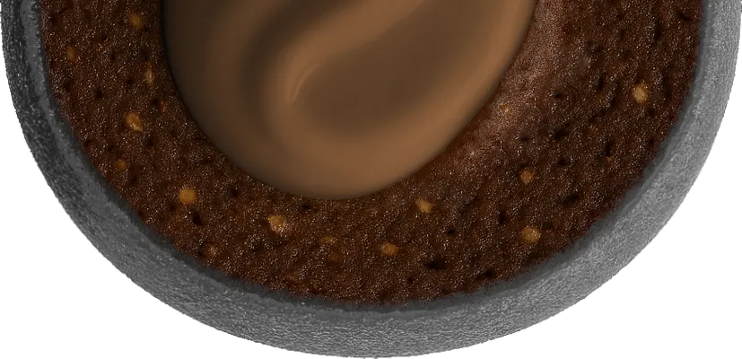 Grey bliss ball, cut in half